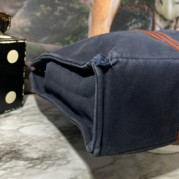 HERMES Fourre Tout MM Tote Bag Handbag Canvas Blue And Burgundy in GUC. - Picture 13 of 16